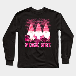 Pink Out Breast Cancer Awareness Gnomes and Football Long Sleeve T-Shirt